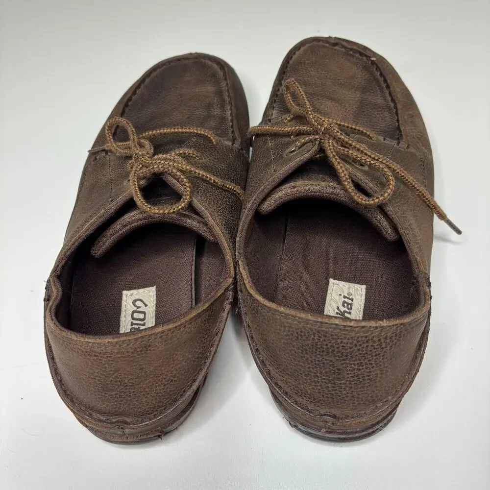 Olukai Hamakua Poko Brown Leather Moc Toe Collapsable Heel Oxford Shoes 10